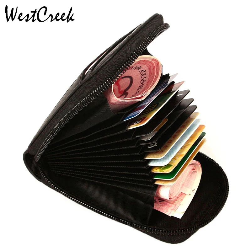 

WESTCREEK Brand RFID Vintage Carbon Fiber Organizer Business Credit Card Holder Minimalist Travel Card Bag Small Wallets
