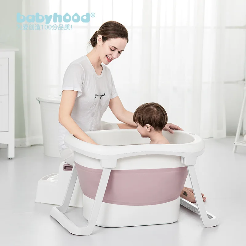 Large Size Folding Child Kids Bath Tub Thicken Solid Purple/Blue Baby Bathtub Baby Girls&Boy Bath Barrels