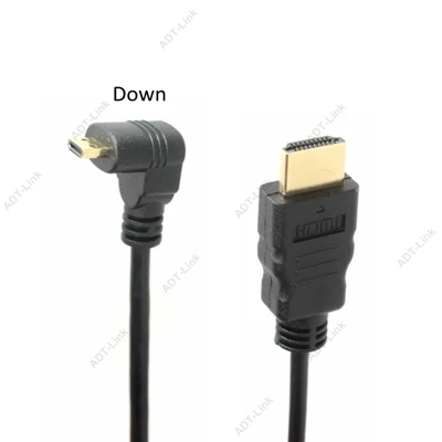 Микро HDMI кабель вверх и вниз и влево и вправо под углом 90 градусов микро HDMI к HDMI кабель 50 см для цифровых камер и телефонов планшетов - Цвет: Down