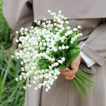 1612pcs Artificial Lily of The Valley Flowers Bouquet for Wedding Party Decoration Fake Flowers Home Garden Supplies Floral