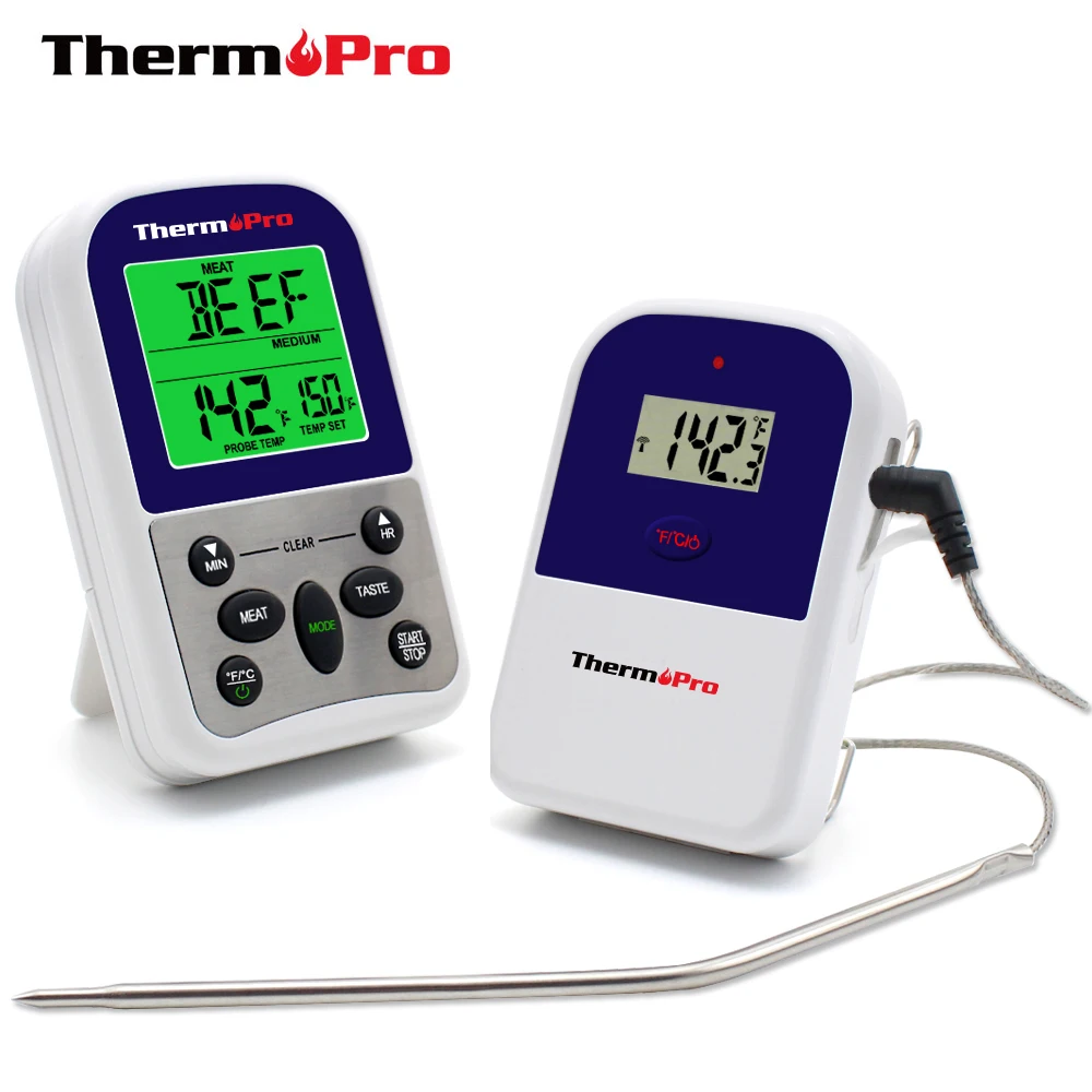 ThermoPro TP 11 Remote Wireless BBQ Thermometer Home Use Stainless Steel Probe Large Screen with