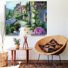Enfeitar 1 Peças Flor Rua no Dia Ensolarado Paisagem Cartazes de Parede para Home Decor HD Cópia Da Lona Pinturas A Óleo Para Sala de estar