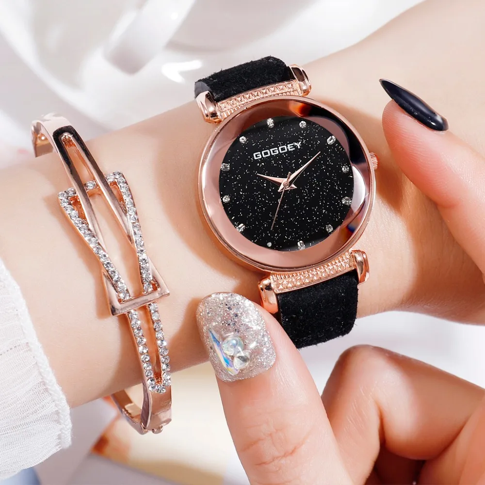 

Hot Sales Fashion Popular Brand Rose Gold Leather Watches Women Ladies Dress Rhinestone Quartz Wristwatch Clock Relojes Mujer