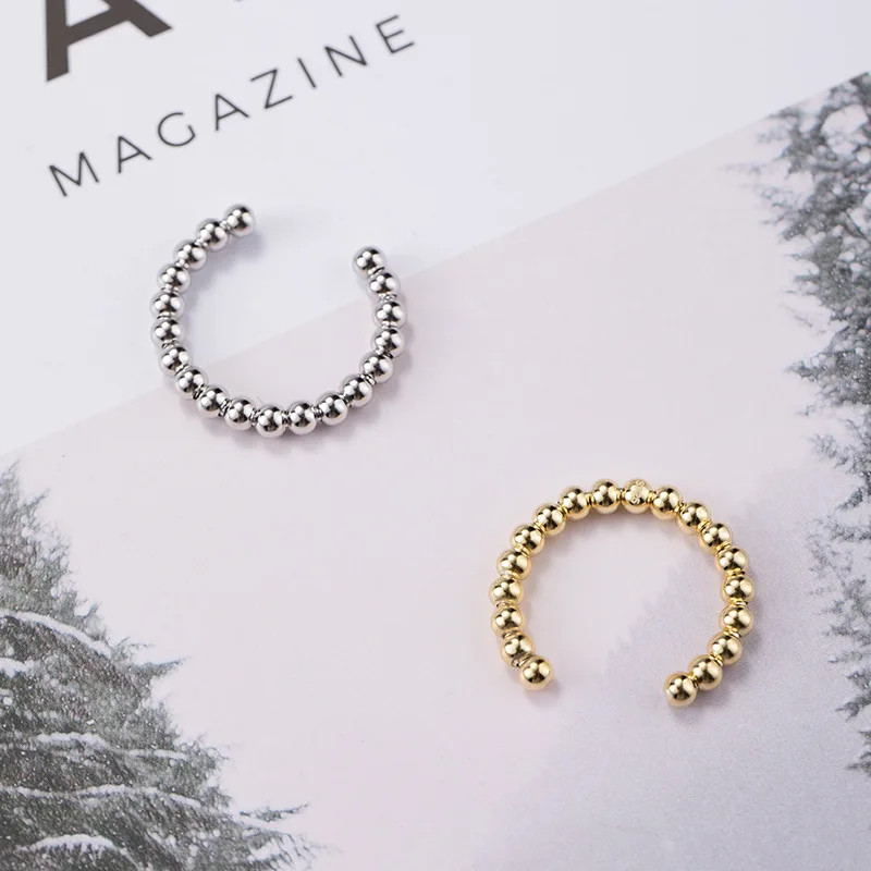 beads open ring 100% Sterling 925 silver Jewelry Vintage Adjustable rings for women girl gift