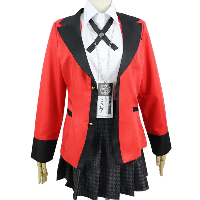 5 комплектов аниме Kakegurui Yumeko Jabami косплей костюм в японском стиле школьная форма для девочек Полный комплект куртка+ рубашка+ юбка+ чулки+ галстук