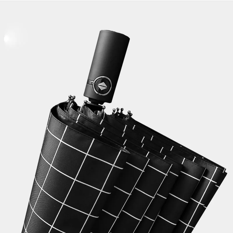 

Genuine Brand Automatic Folding Umbrella Men Business Quality Sunny And Rainy Umbrellas Windproof Stripe Style 3 Colors Parasol