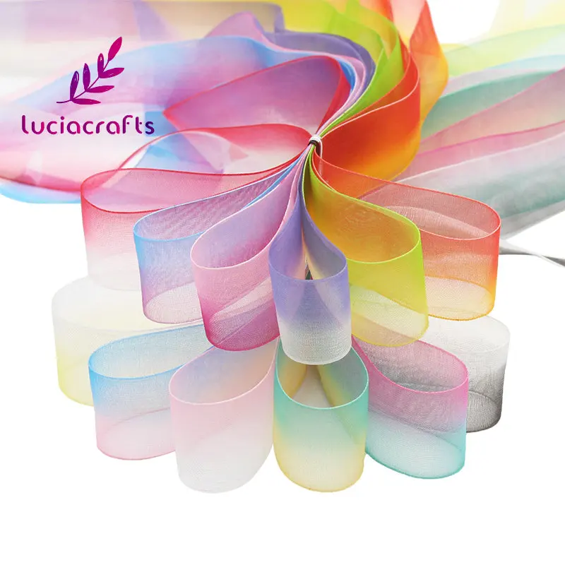 Lucia crafts 10 ярдов 25 мм градиентные ленты из органзы для свадьбы рукоделие