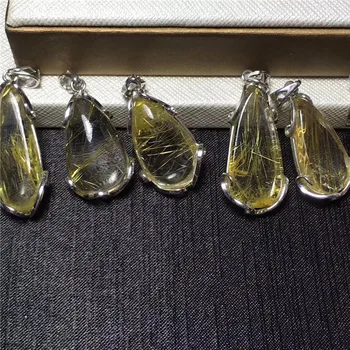 

1pcs 100% natural polished yellow hair crystal quartz crystal pendant