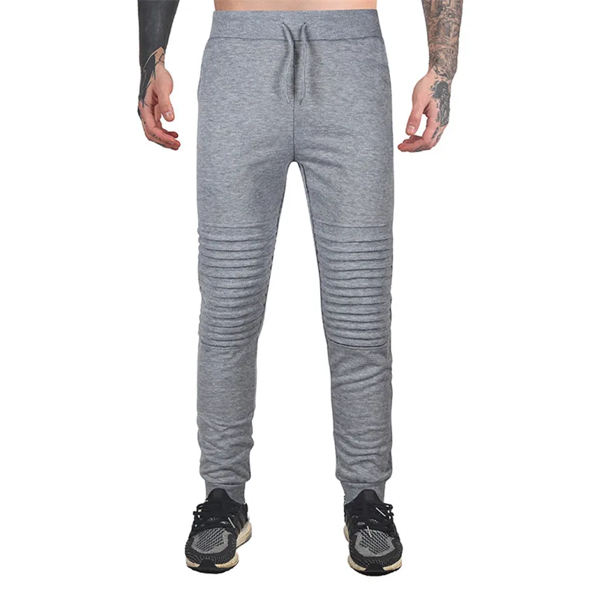 New Autumn Casual Sportswear Pants Fashion Elastic Male Trousers gray Jogger Pants Solid Pleated Design Outdoors Male Jogger - Цвет: Light Gray