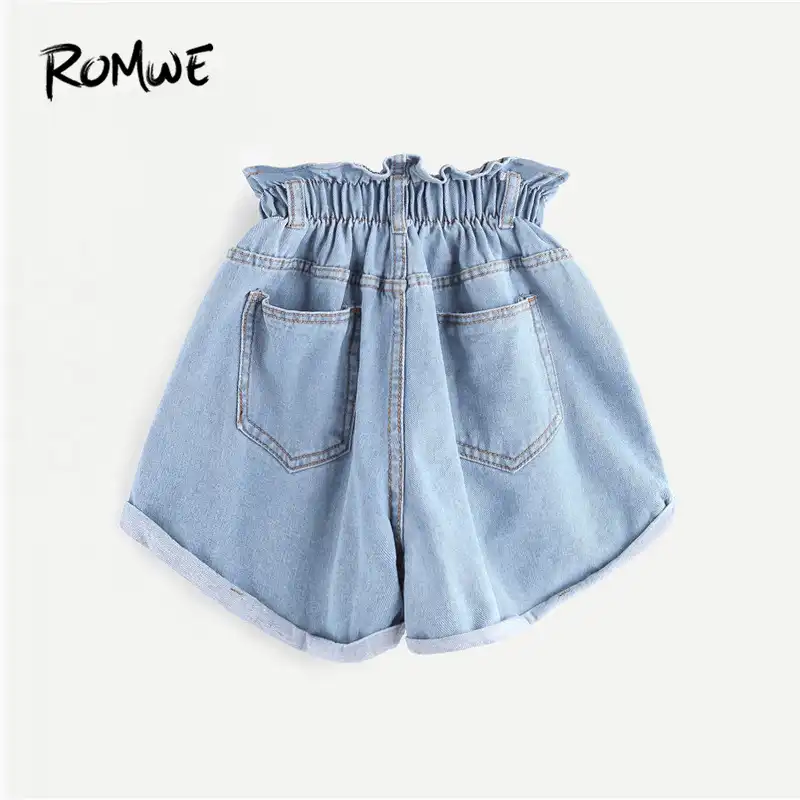 100% quality popular stores los angeles ROMWE Elastic Waist Ripped Denim Shorts 2019 Blue Fashion Women ... 100% quality popular stores los angeles ROMWE Elastic Waist Ripped Denim Shorts 2019 Blue Fashion Women ...