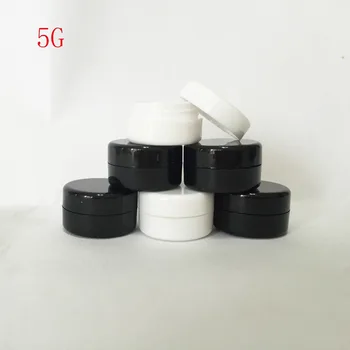 

100pcs 5g black/white Small Empty Cosmetic Refillable Bottles Plastic Eyeshadow Makeup Face Cream Jar Pot Container Bottle