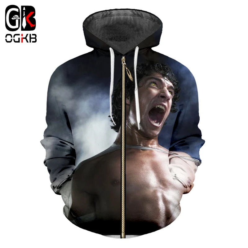 

OGKB Winter Warm Hoodies With Zipper Harajuku Men's Funny Print Action Figure teen wolf 3D Hoodies Anime Sweatshirt Outwears