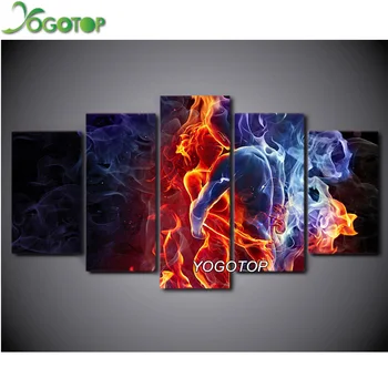 

YOGOTOP DIY Diamond Painting Cross Stitch Kits Full Diamond Embroidery fire couples 5D Diamond Mosaic Needlework 5pcs ML109