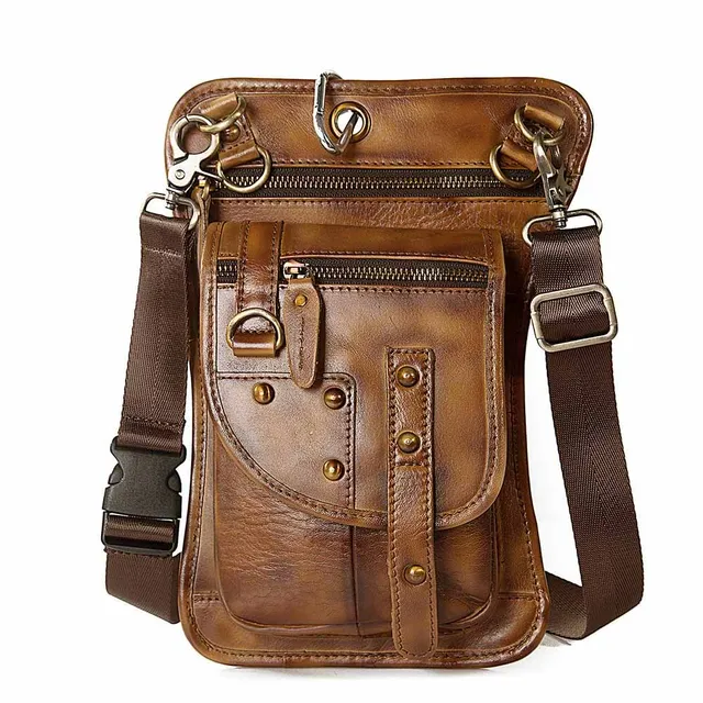 Genuine Leather Multipurpose Men Travel Mochila Crossbody Messenger Bag