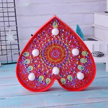 

DIY Heart Shaped Diamond Painting Lamp Full Drill Mandala LED Modeling Night Light Home Decoration Ornament Lamp Lighting