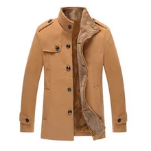 Uwback 2017 neue marke wintermantel männer dicken wollmantel mann plus größe 2xl 4 farben drehen-unten kragen mäntel homme oa004