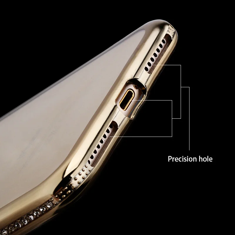 Roc Joan чехол для iPhone X 6 6S 6Plus Plus 7 8 7Plus 8Plus кристально окружающий алмаз мягкий