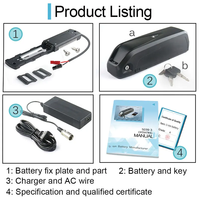 Best Downtube Hailong Electric Bike Battery 52V 48V 17.5Ah 16Ah 14.5Ah with Sanyo Samsung LG Cells for Front Hub/Mid Drive Motor Kits 1