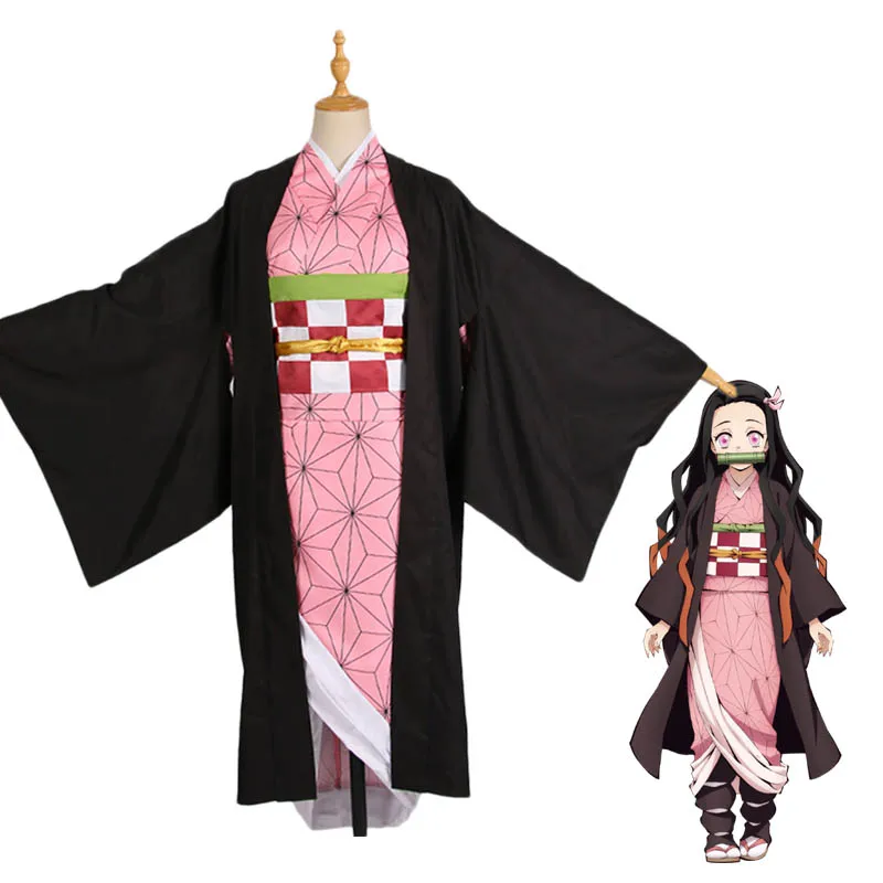 Аниме Demon Slayer Kimetsu no Yaiba костюмы для косплея Kamado Nezuko кимоно полный комплект