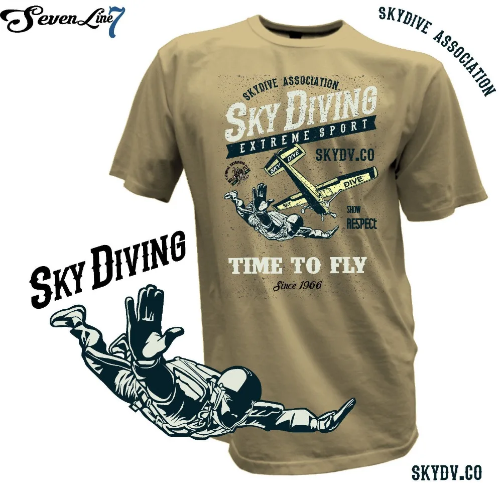 

2019 Fashion Hot T-Shirt Fallschirm Gleitschirm Skydiving Fallschirmspringer Parachute Fliegen T shirt