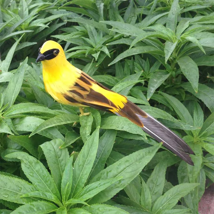 

about 22cm artifical bird yellow coloured feathers bird,polyethylene&furs handicraft Figurines garden decoration toy gift a1947