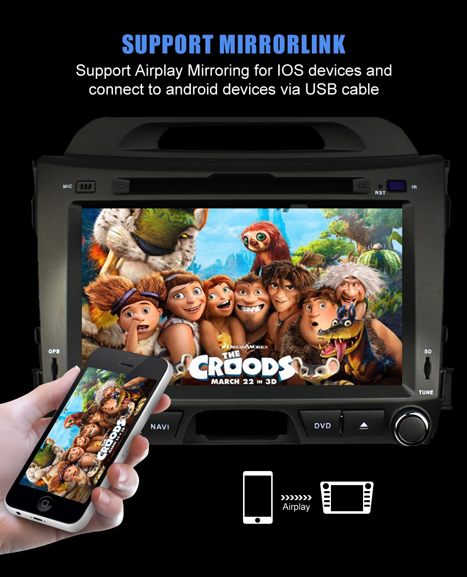 Best KANOR Android 9.0 Octa Core 4+32G 2din Car Radio For KIA Sportage 2011 2012 2013 2014 2015 8" IPS Screen Radio Cassette Recorder 8