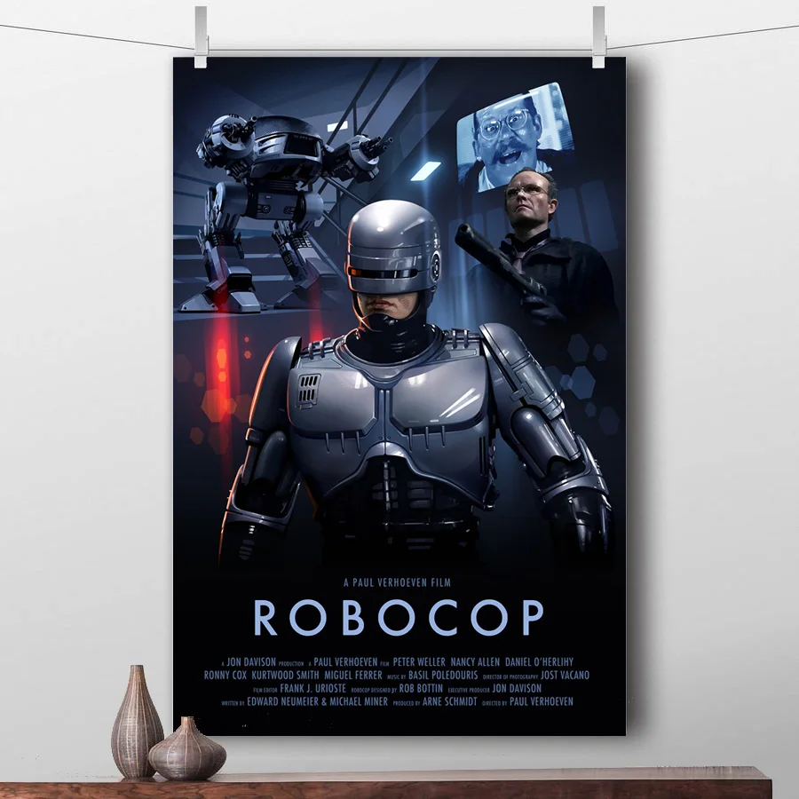 Фильм Robocop 1987 художественные винтажные плакаты и принты настенные картины на холсте с прочным деревянным свитком для декора гостиной