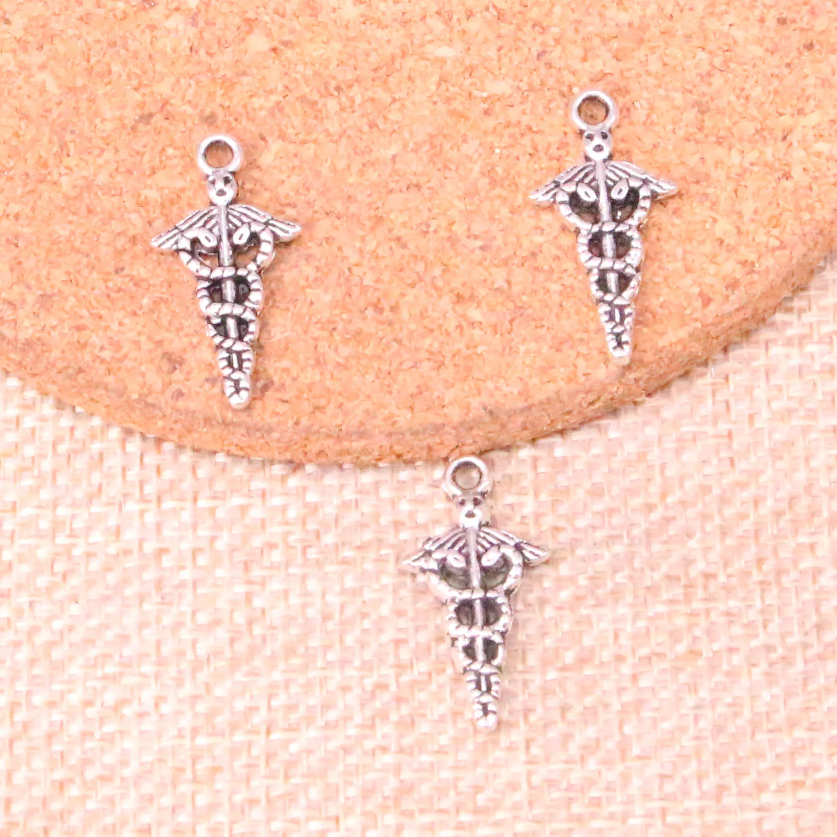 

30pcs Antique Silver Plated caduceus medical symbol md Charms Pendants Fit Jewelry Making Findings Accessories 23*11mm