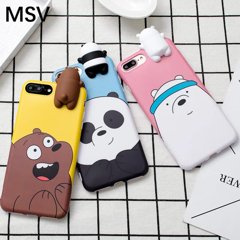 Модный милый цветной чехол с 3d-рисунком панды и медведя для iPhone XS Max XR X мягкий из