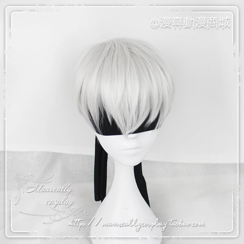 NieR: Automata 9S серебристо-серый короткий парик Йорга № 9 Модель S мужской Аниме косплей парик(не включая черный глаз патч)+ парик колпачок