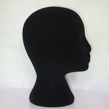

Female Styrofoam Foam Flocking Head Model Wig Stand Glasses Display Stand Black tete de perruque avec trepied