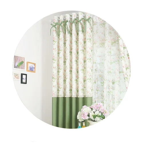 Корейские пасторальные зеленые волнистые точки красочные цветочные принты панель-жалюзи деревенские Шторы для кухни спальни гостиной - Цвет: stitching curtain 3