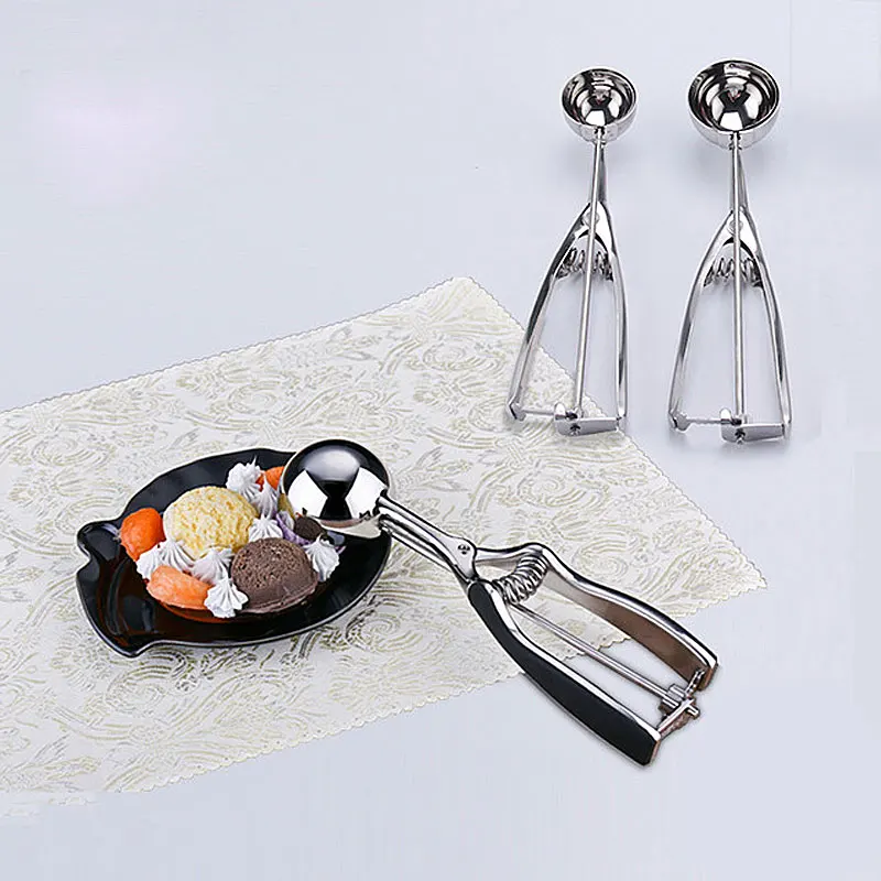 

High Quality Kitchen Ice Cream Mash Potato Scoop Ice Cream Watermelon Ball Kitchen Storage Accessorie Stainless Steel Spoon 219