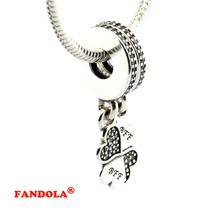 Подходит для Pandora шармы Браслеты Лучшие Друзья Навсегда бусины с прозрачными CZ стерлингового серебра 925 ювелирные изделия