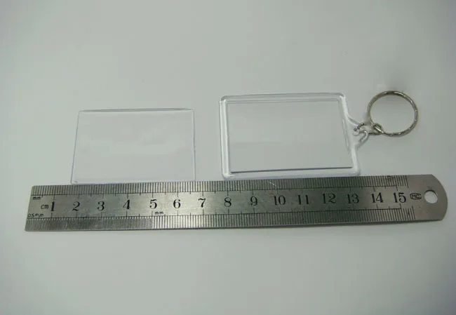 

Wholesale 160pcs Blank Acrylic Rectangle Keychains Insert Photo Keyrings Promotion Key ID 2.25"x 1.65"