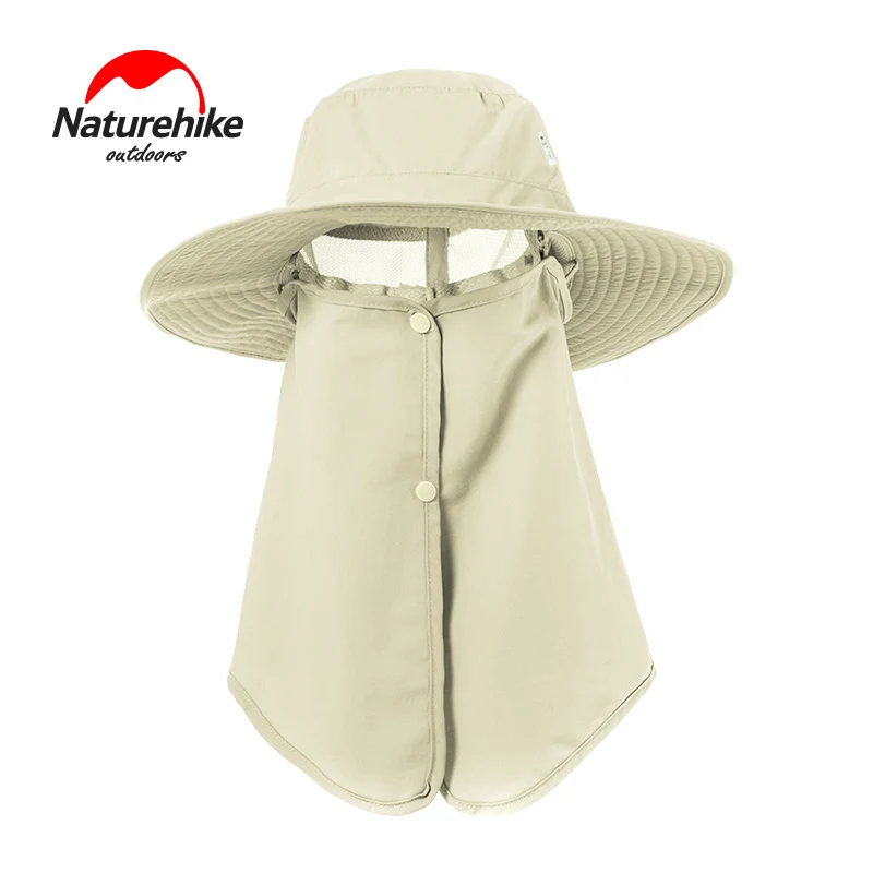 Летние широкие с полями, солнце анти-УФ шляпы для мужчин и женщин сетки шляпы для рыбалки быстросохнущие с шейным покрытием наружные дорожные кепки NH17M111-Z - Цвет: Khaki