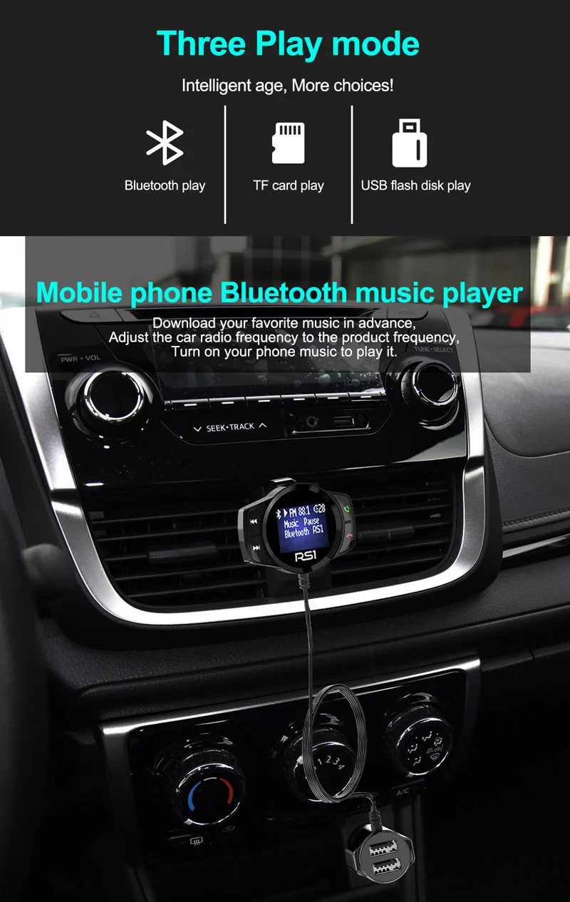 JaJaBor fm-передатчик беспроводной стерео A2DP MP3 музыкальный плеер Bluetooth автомобильный комплект Беспроводное зарядное устройство дисплей напряжения