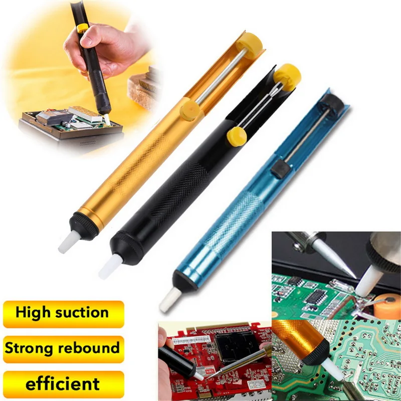 

Aluminum Metal Desoldering Pump Suction Tin Gun Soldering Sucker Pen Removal Vacuum Soldering Iron 3 Color Welding Hand Tools