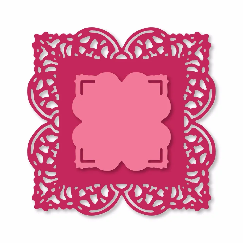 

Ufurty Lace Square Frame Metal Cutting Dies Stitched DIY Scrapbooking Stamps Craft Embossing Die Cut Making Stencil Template