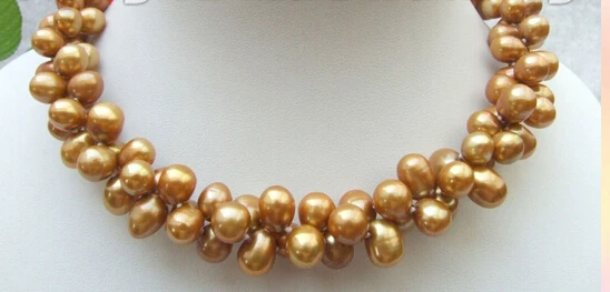 

zj 0003 2 ROWS CHAMPAGNE FW CULTURED PEARLS NECKLACE