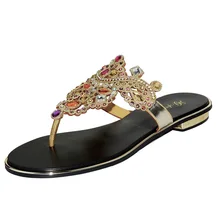 2016 Summer New Fashion Rhinestone Sandals Roman Large Size Comfortable Flip Flops Luxury Shoes For Women
