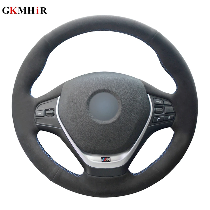 Hand-stitched Black Suede Leather Car Steering Wheel Cover for BMW F20 2012-2018 F45 2014-2018 F30 F31 F34 2013-2017 F32