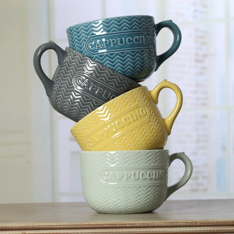 Простой стиль капучино Кофе кружка керамическая кружка элегантная тисненая керамическая кружка офисное собрание Чай чашки