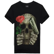 New Men’s Cotton Slim Short-Sleeve T-Shirts Skull Printing Fitness Sport Tops Tees Printing Bodybuilding Running Sportwears090