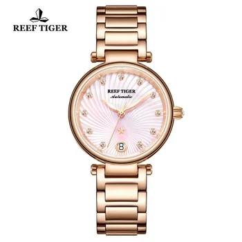 

Reef Tiger/RT 2019 Top Brand Luxury Women Watch Reloj Mujer Rose Gold Ladies Diamond Bracelet Watches Relogio Feminino RGA1590