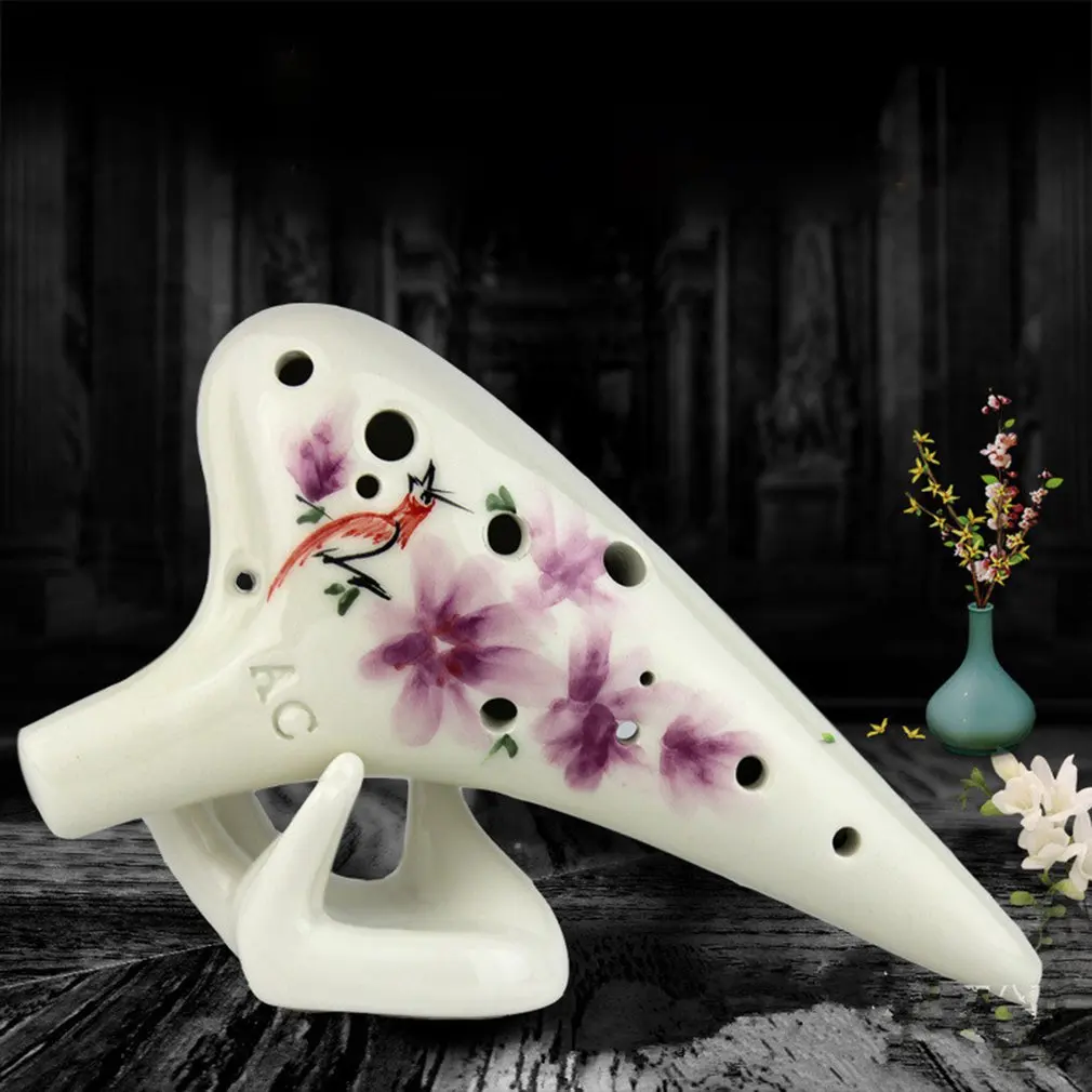Керамическая керамика 12 отверстий окарина флейта Zelda Alto C AC керамика s Профессиональный музыкальный духовой ОРФ инструмент - Цвет: Коричневый