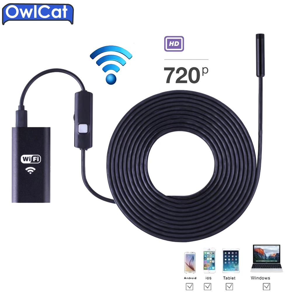 Камера Эндоскоп OwlCat Водонепроницаемая мини камера с Wi Fi объектив 8 мм 2 м для Iphone и