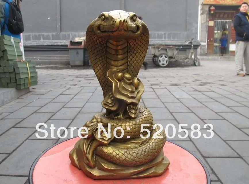 

Lucky Chinese Folk Pure Brass Snake Cobra Auspicious Wealth Feng shui statue