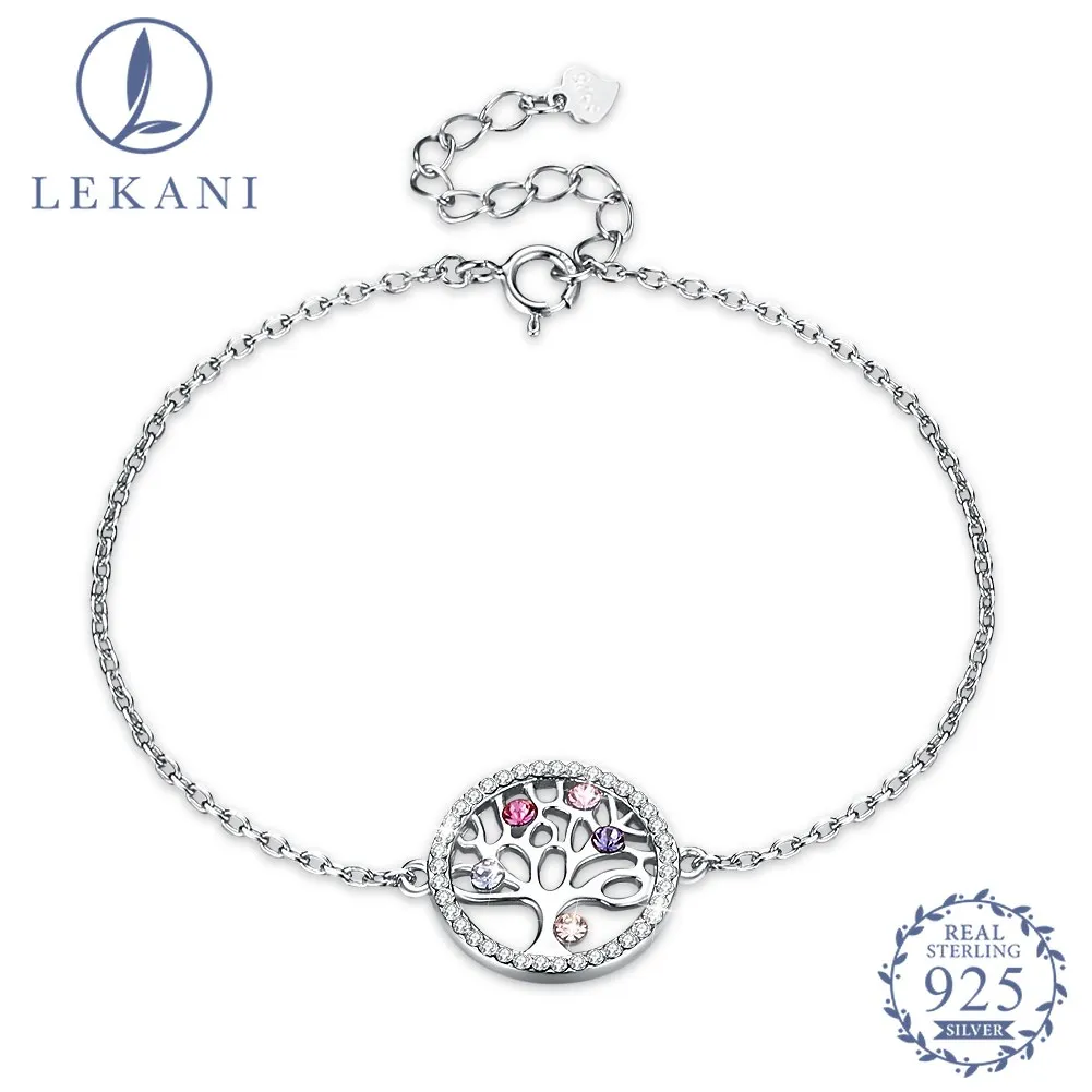 

LEKANI Crystal From Swarovski S925 Sterling Silver Bracelet Fashion Creative Lift Tree Luxury Genunine Jewelry Women Gift