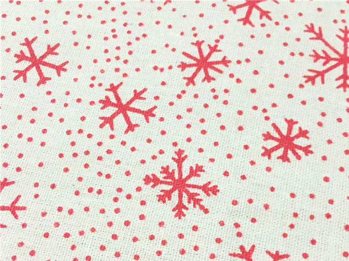 Винтажный бренд Zaka классический белый красный снежинки и Рождественская елка хлопковый материал с печатным рисунком льняная ткань для DIY швейная скатерть - Цвет: white red snowflake